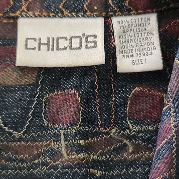 Chico's Embellished Jean Jacket Size 8 - Picture 6 of 6